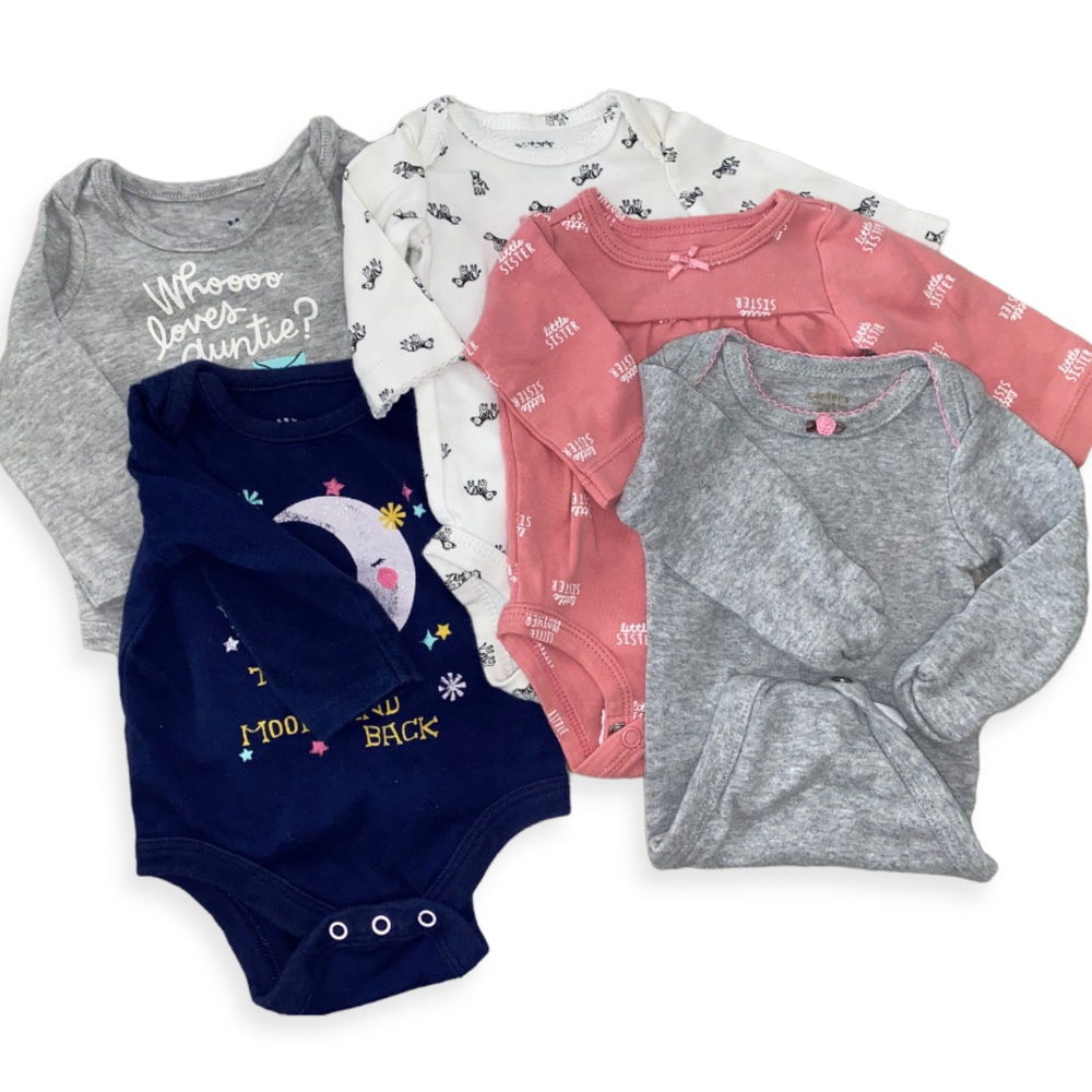 Pack of 5 long sleeve newborn onesies